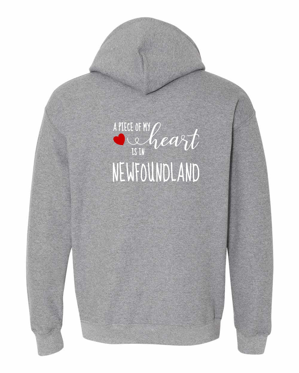 A piece of My heart in NFLD (Red Heart) Left Chest and Back Pullover Hoodie - Unisex
