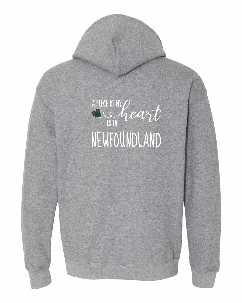 A piece of My heart in NFLD Tartan Heart Left Chest and Back Pullover Hoodie - Unisex