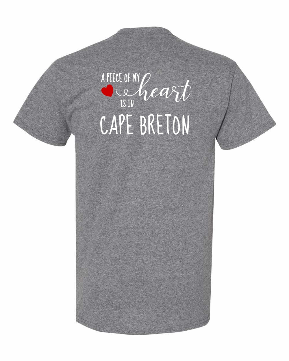 A piece of My heart in Cape Breton (Red Heart) Left Chest and Back Men's Tee