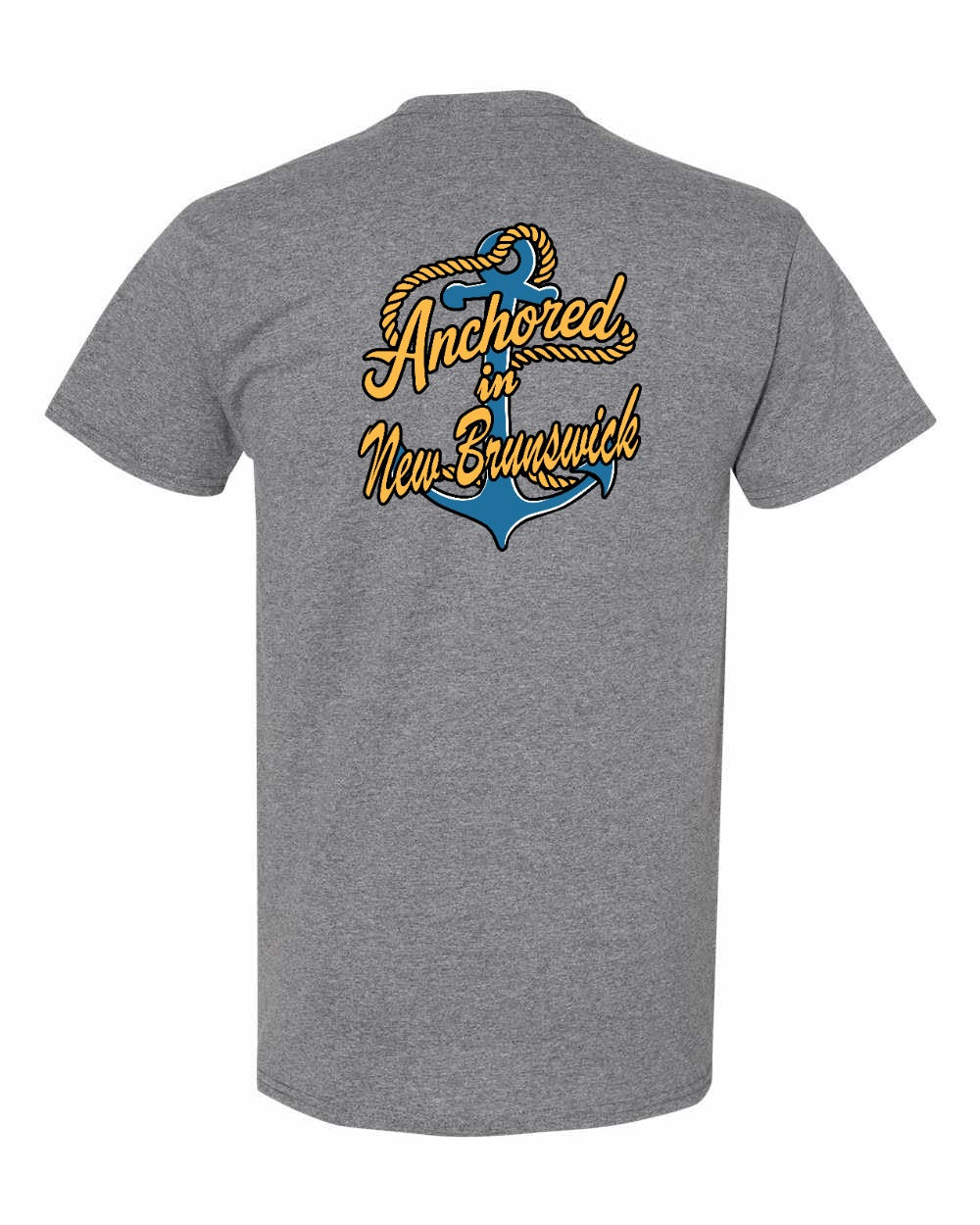 Anchored in New Brunswick Left Chest and Back Men's Tee