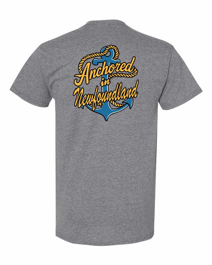 Anchored in Newfoundland (New Design) Left Chest and Back Men's Tee