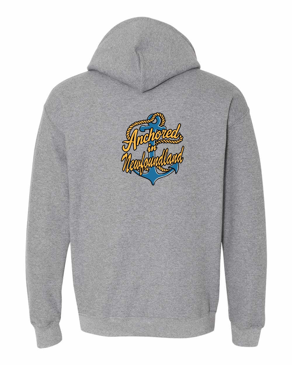Anchored in NFLD (New Design) Left Chest and Back Pullover Hoodie - Unisex