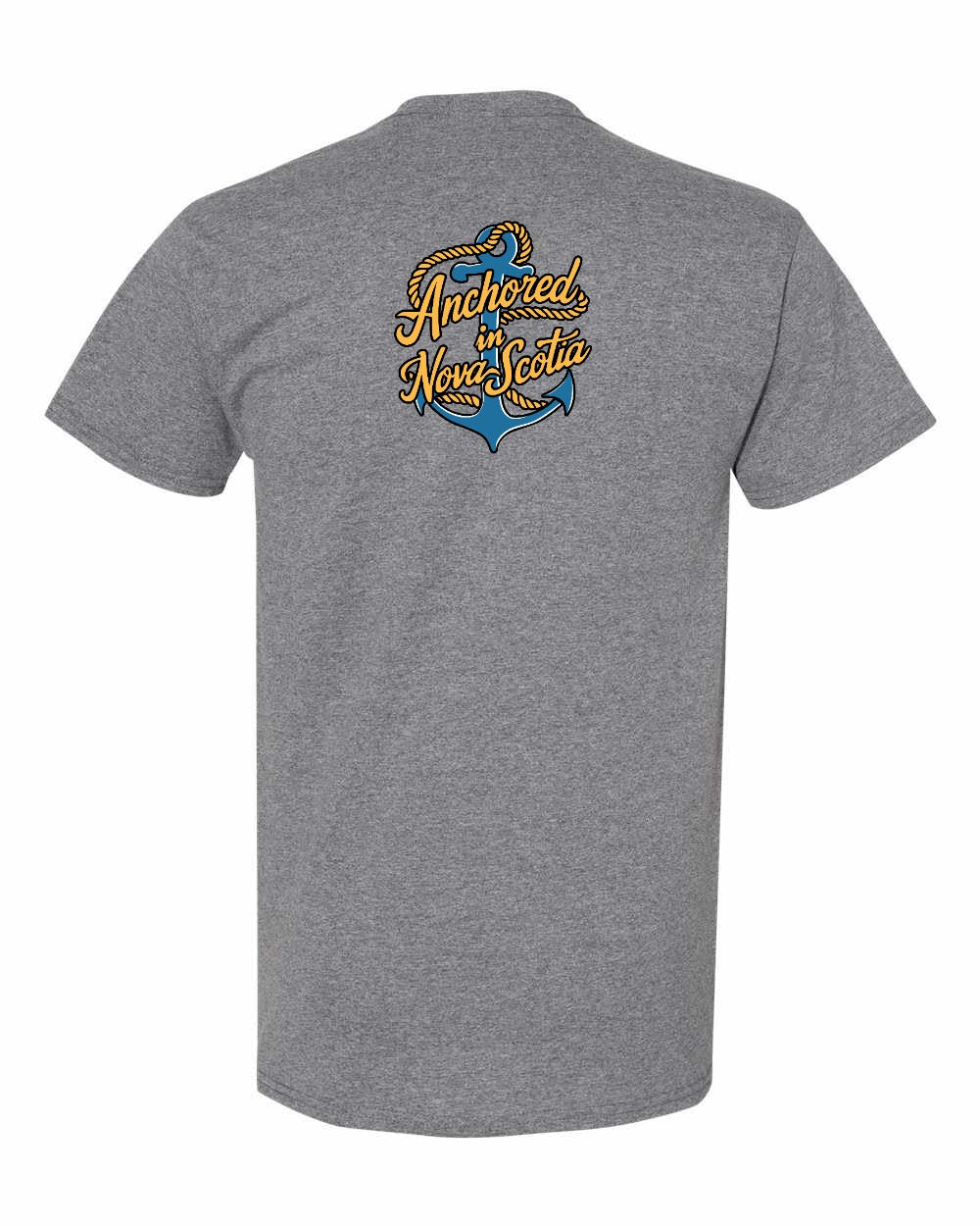 Anchored in Nova Scotia (New Design) Left Chest and Back mens-tee