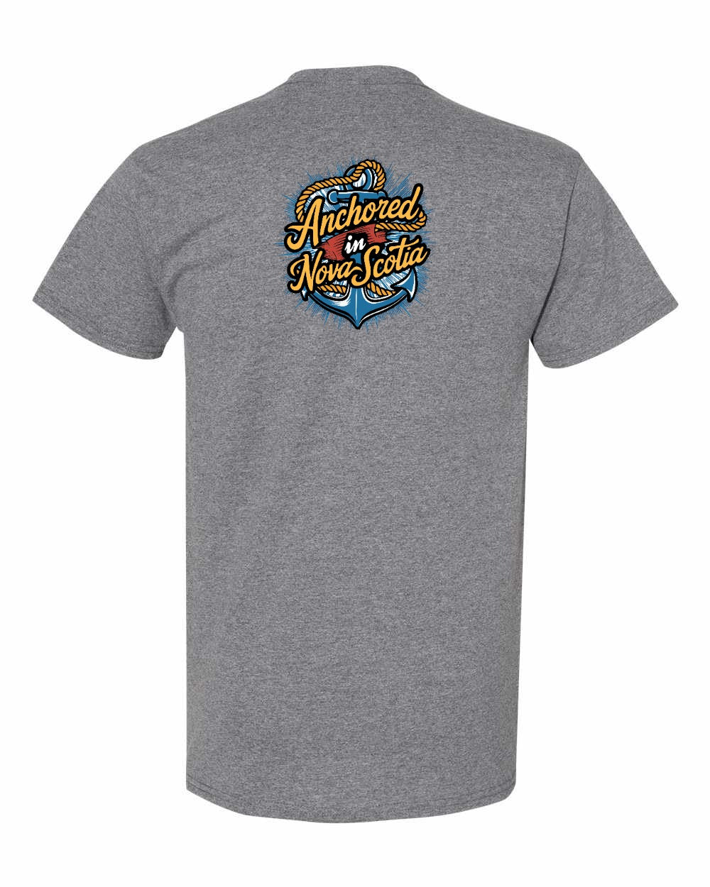 Anchored In Nova Scotia (Old Design) Left Chest and Back mens-tee
