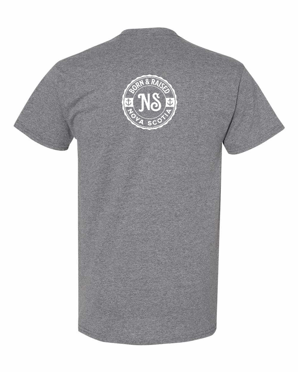 Born & Raised Nova Scotia Left Chest and Back mens-tee