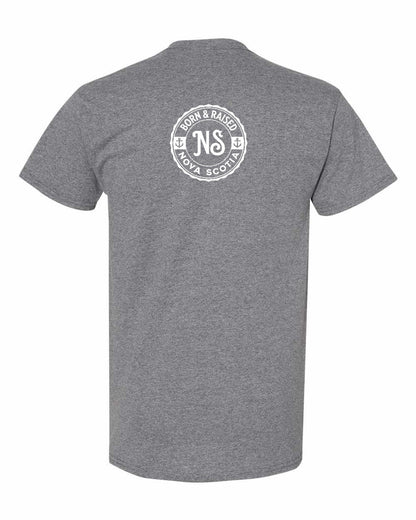 Born & Raised Nova Scotia Left Chest and Back mens-tee