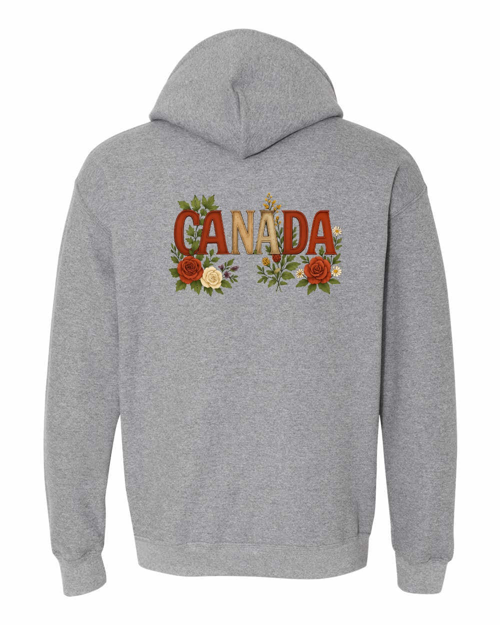 Canada Flowers Left Chest and Back Pullover Hoodie - Gildan Canada (sewn Internationally) - Unisex