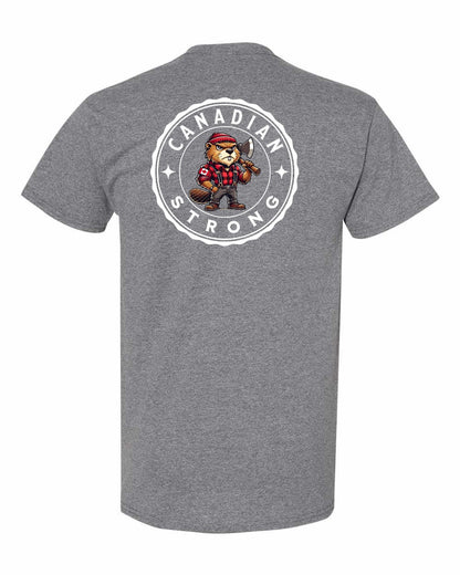 Canadian Strong Beaver Left Chest & Back Men's Tee