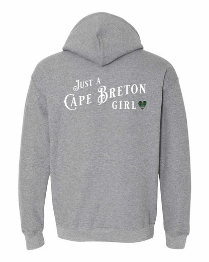 Just a Cape Breton Girl Tartan Left Chest and Back Pullover Hoodie