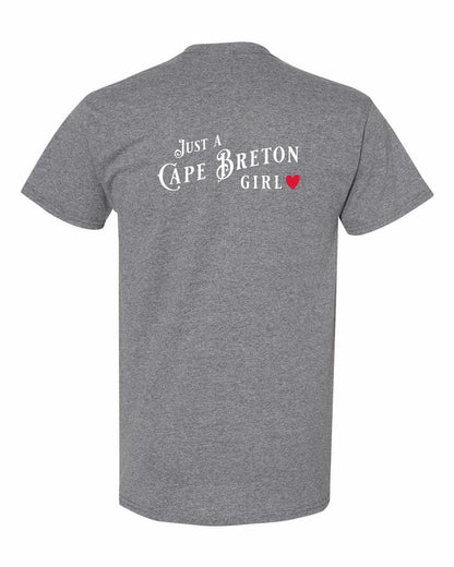 Just a Cape Breton Girl Red Heart Left Chest and Back Men's Tee
