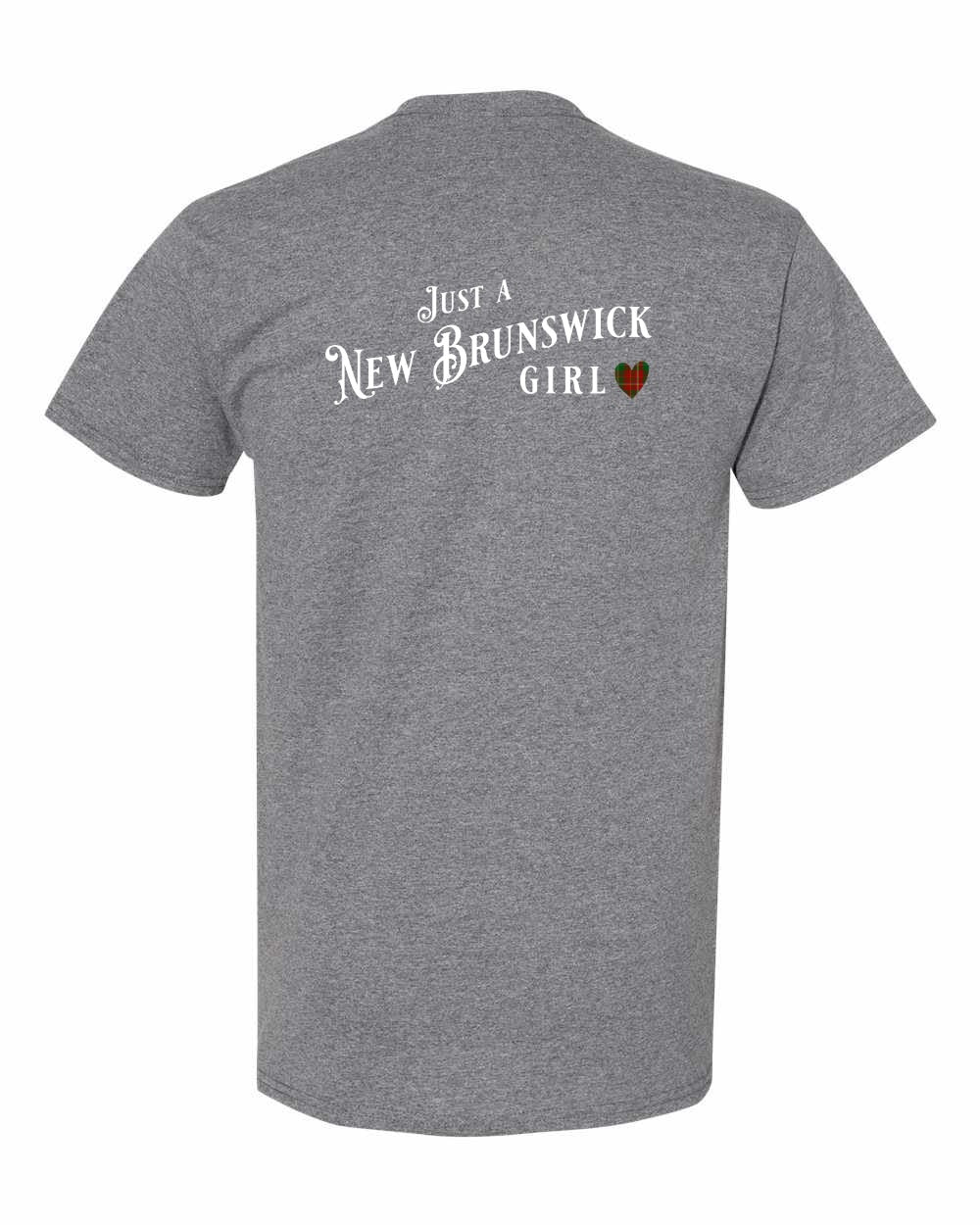 New Brunswick Girl Tartan heart Left Chest and Back Men's Tee