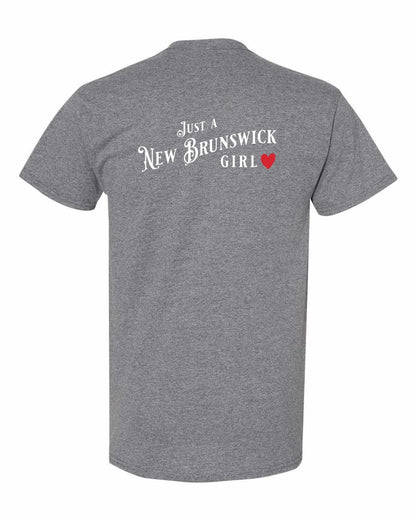 Just a New Brunswick Girl Red Left Chest and Back Men's Tee