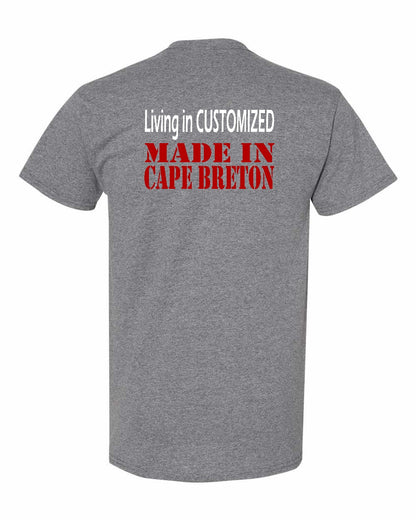 Living Alberta Made in Cape Breton Left Chest and Back Men's Tee