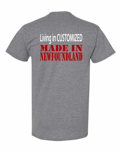 Living in Custom Made in Newfoundland Left Chest and Back Men's Tee
