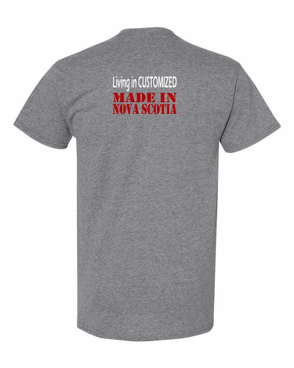 Living in Custom Made in Nova Scotia Left Chest and Back mens-tee