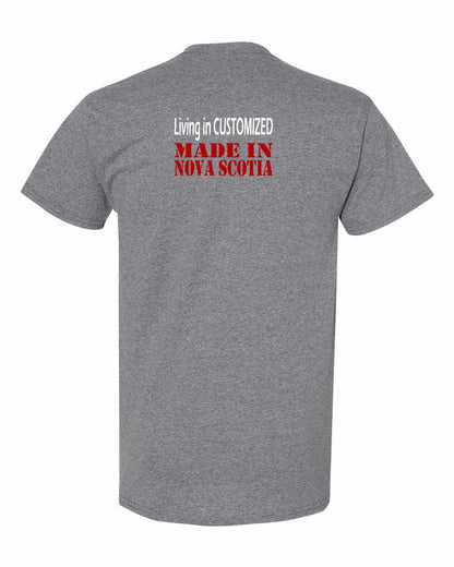 Living in Custom Made in Nova Scotia Left Chest and Back mens-tee