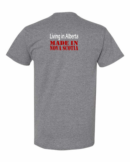 Living Alberta Made in Nova Scotia Left Chest and Back mens-tee
