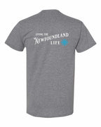 Living the NFLD Life blue Left Chest and Back Men's Tee