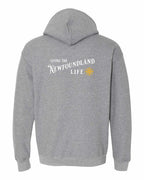 Living the NFLD Life yellow Left Chest and Back Pullover Hoodie - Unisex