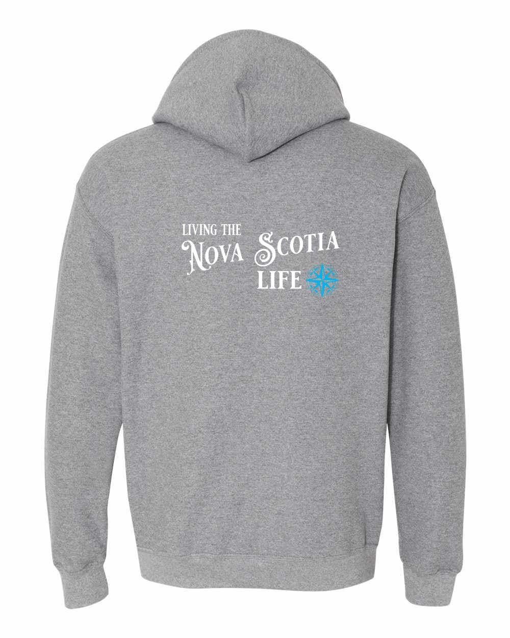 Living the Nova Scotia Life blue Left Chest and Back pullover