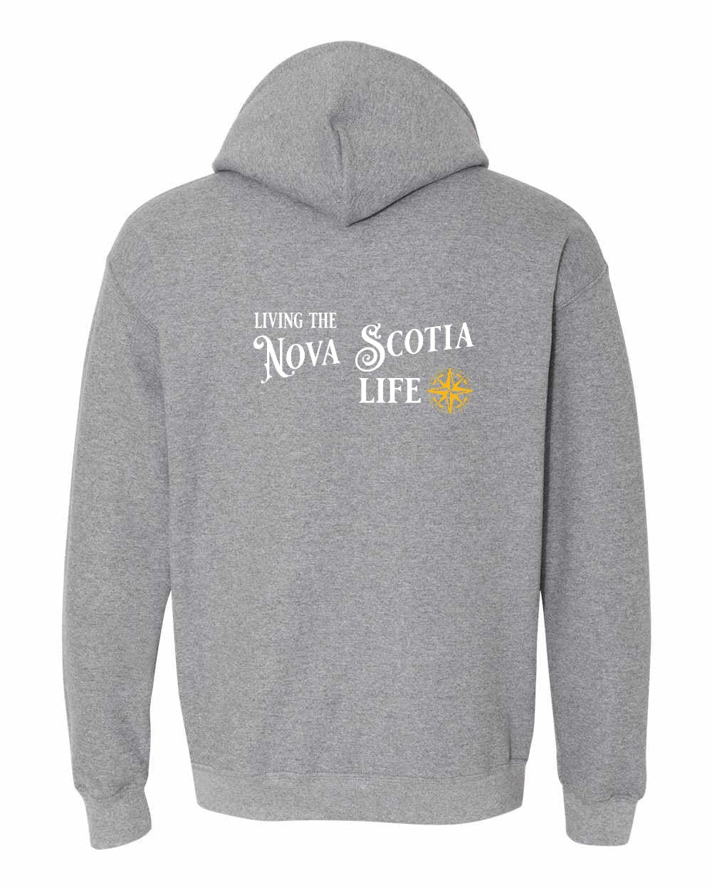 Living the Nova Scotia Life yellow Left Chest and Back pullover