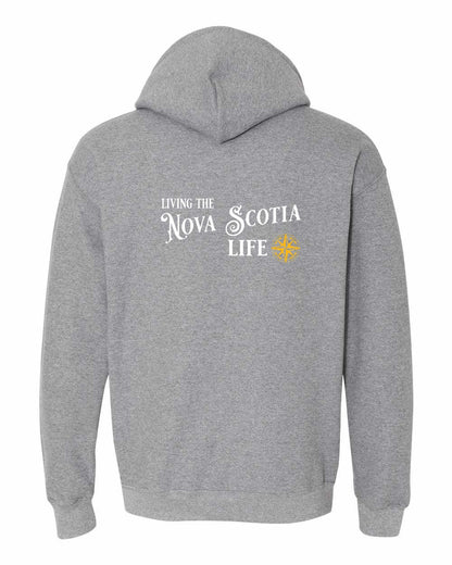 Living the Nova Scotia Life yellow Left Chest and Back pullover