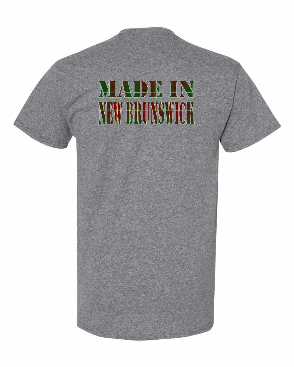 Made In New Brunswick ( Tartan Lettering) Left Chest and Back Men's Tee