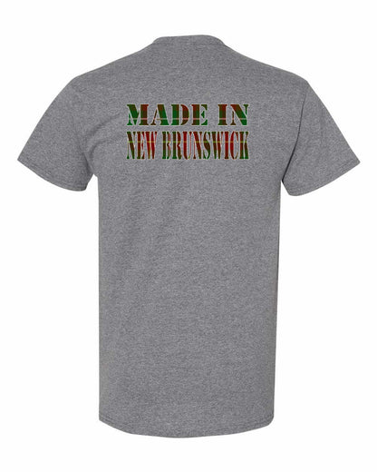 Made In New Brunswick ( Tartan Lettering) Left Chest and Back Men's Tee