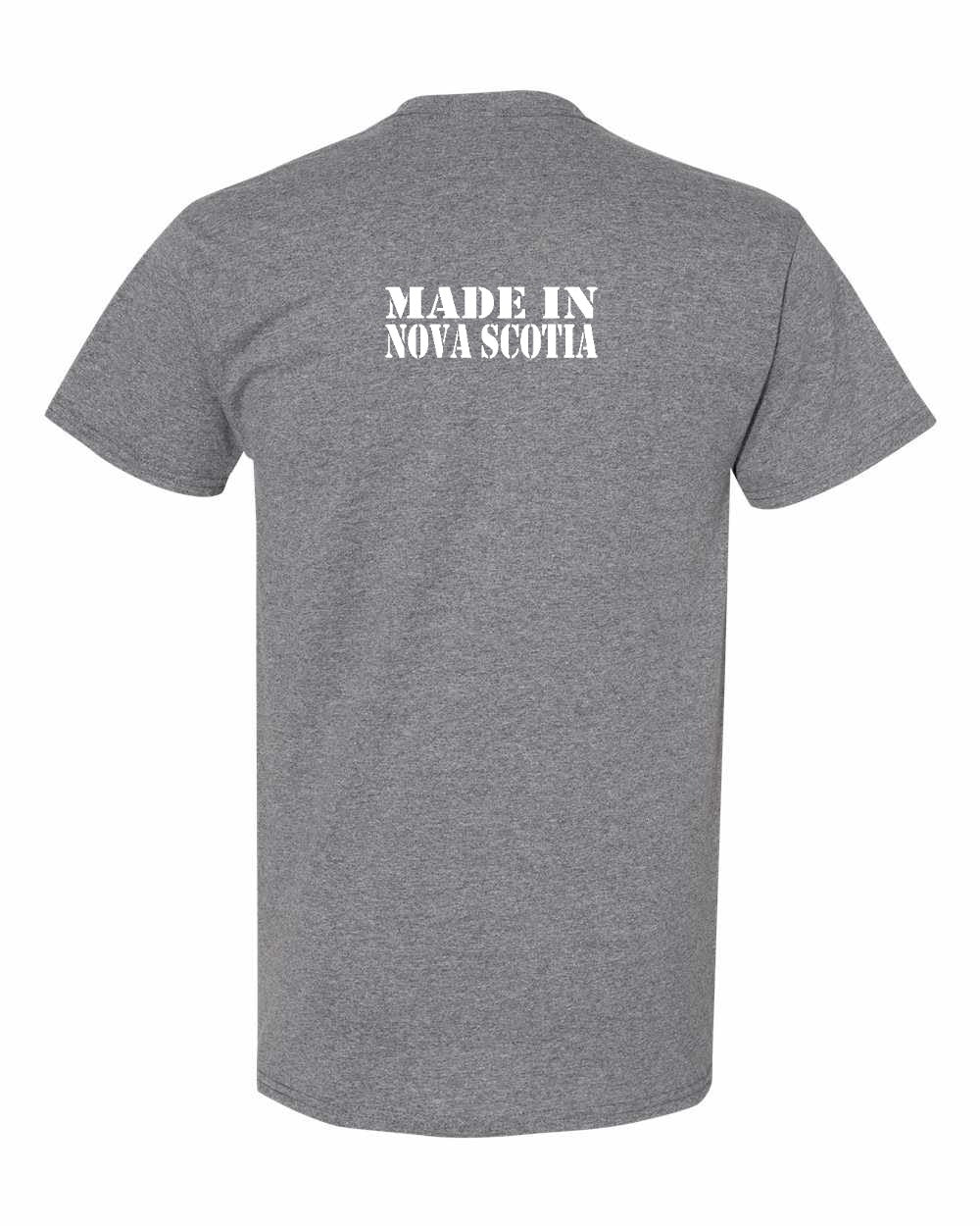 Made In NS ( White Lettering) Left Chest and Back Men's tee