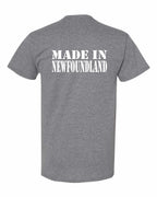Made In NFLD ( White Lettering) Left Chest and Back Men's Tee