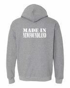 Made In NFLD ( White Lettering) Left Chest and Back Pullover Hoodie - Unisex
