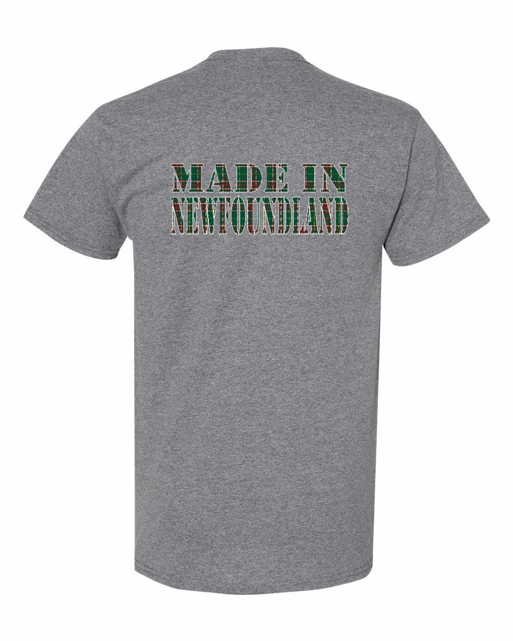 Made In NFLD ( Tartan Lettering) Left Chest and Back Men's Tee
