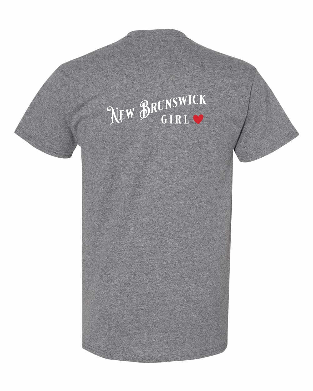 New Brunswick Girl Red Heart Left Chest and Back Men's Tee