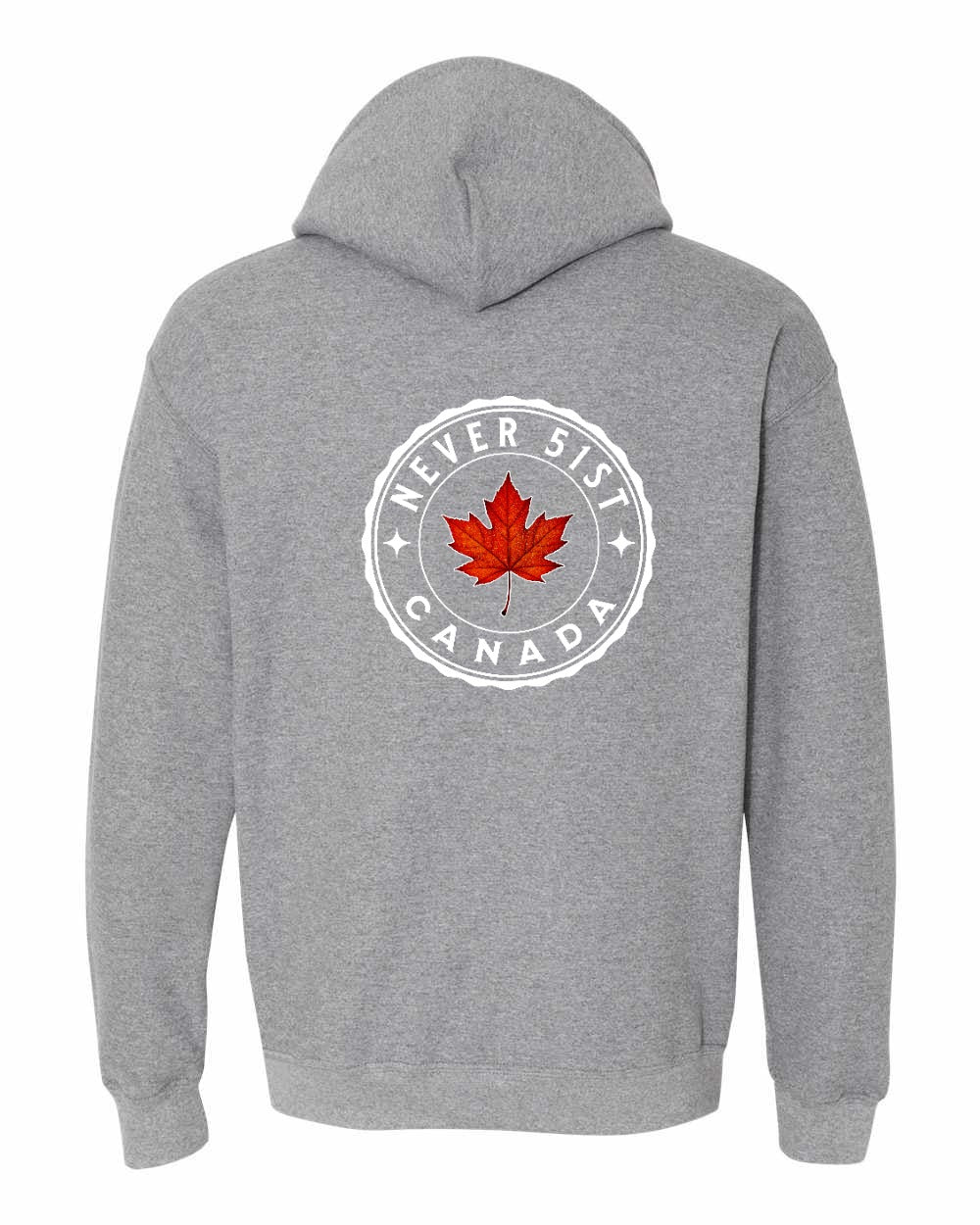 Never 51st Leaf Left Chest and Back Pullover Hoodie - Gildan Canada (sewn Internationally) - Unisex