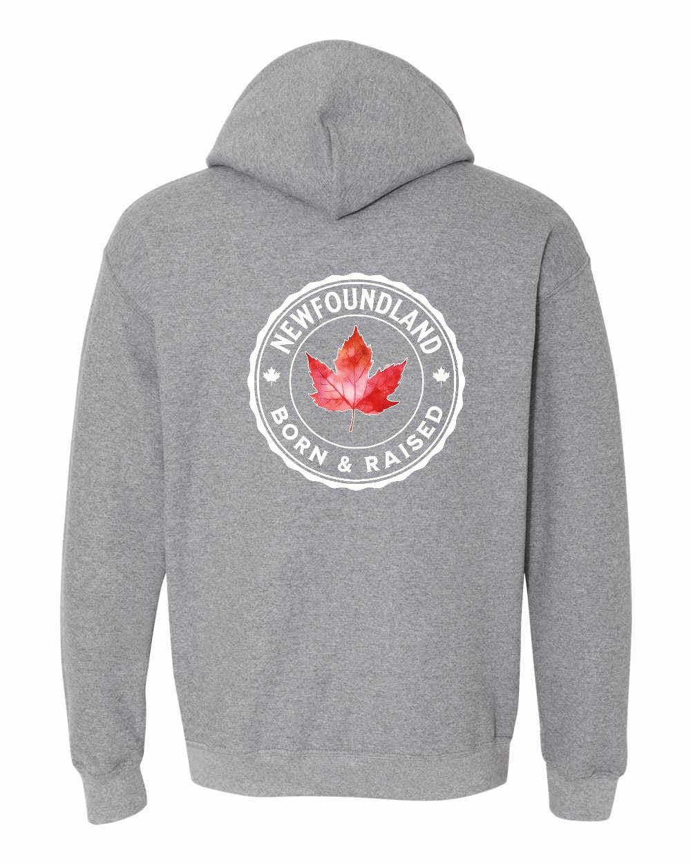 Born and Raised NFLD Left Chest and Back Pullover Hoodie - Gildan Canada (sewn Internationally) - Unisex