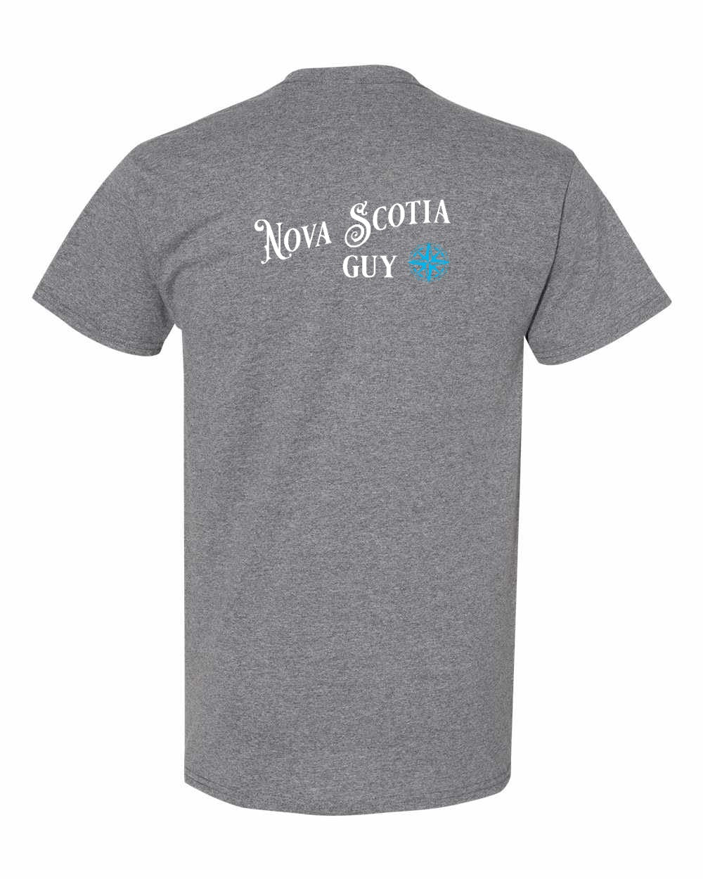 Nova Scotia Guy blue Left Chest and Back mens-tee