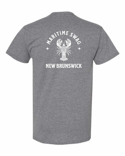 NB New Brunswick Mandala white Lobster Left Chest and Back Men's Tee