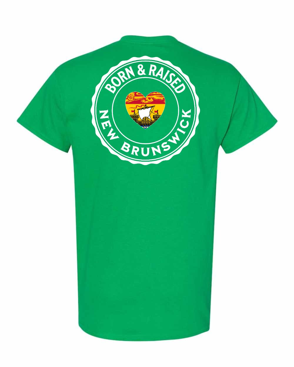 Born and Raised NB Heart Flag Left Chest & Back Men's Tee