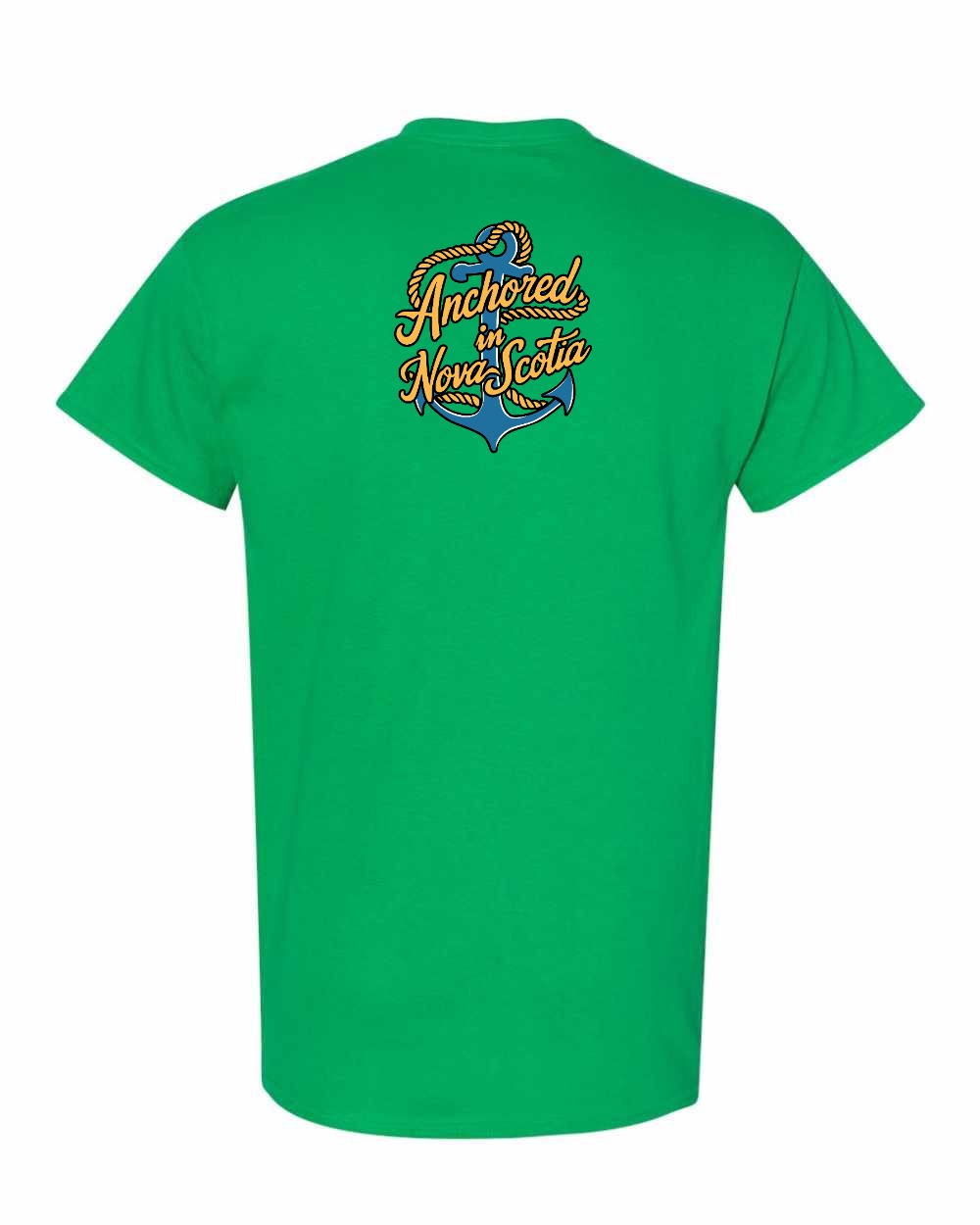 Anchored in Nova Scotia (New Design) Left Chest and Back mens-tee
