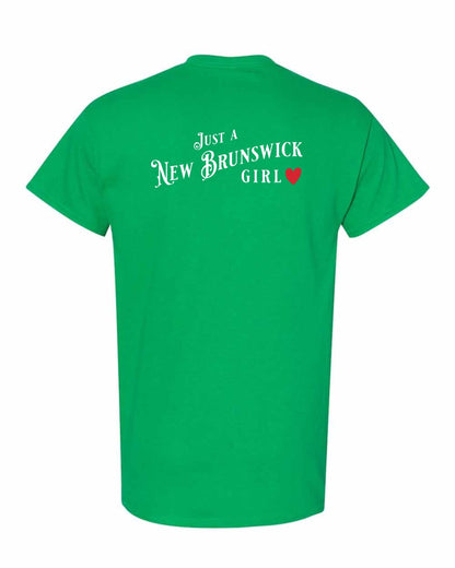 Just a New Brunswick Girl Red Left Chest and Back Men's Tee