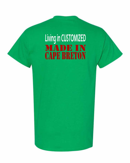 Living in Custom Made in Cape Breton Left Chest and Back Men's Tee