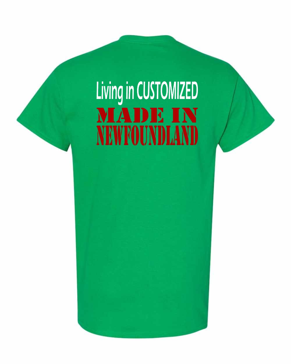 Living in Custom Made in Newfoundland Left Chest and Back Men's Tee