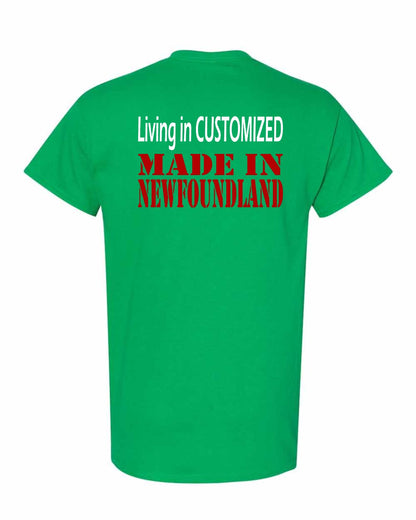 Living in Custom Made in Newfoundland Left Chest and Back Men's Tee