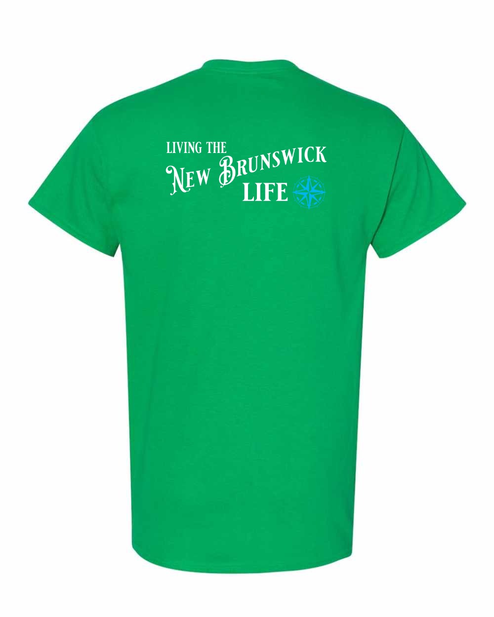 Living the New Brunswick Life blue Left Chest and Back Men's Tee