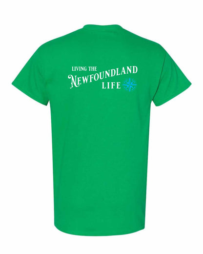 Living the Newfoundland Life blue Left Chest and Back Men's Tee