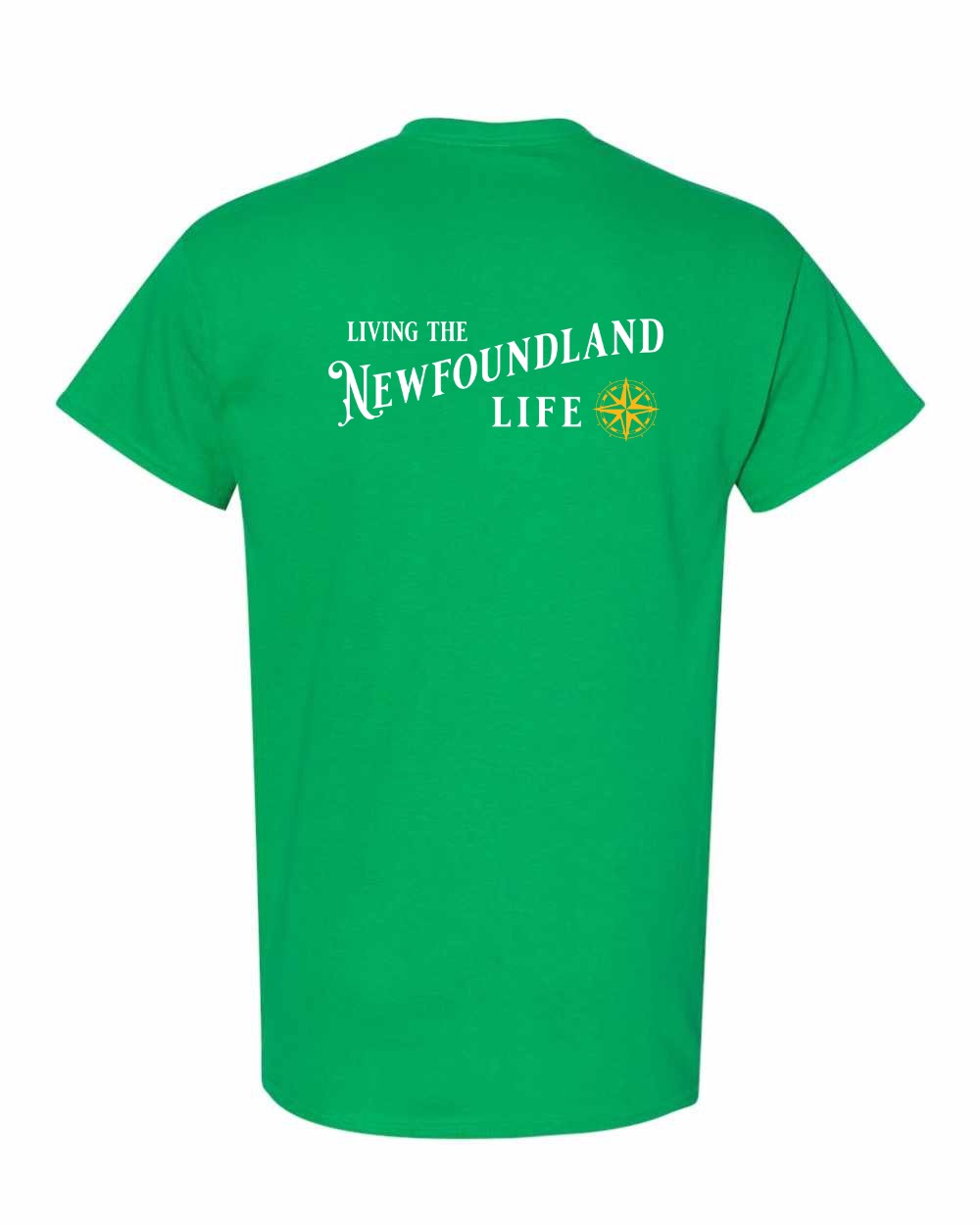 Living the NFLD Life yellow Left Chest and Back Men's Tee