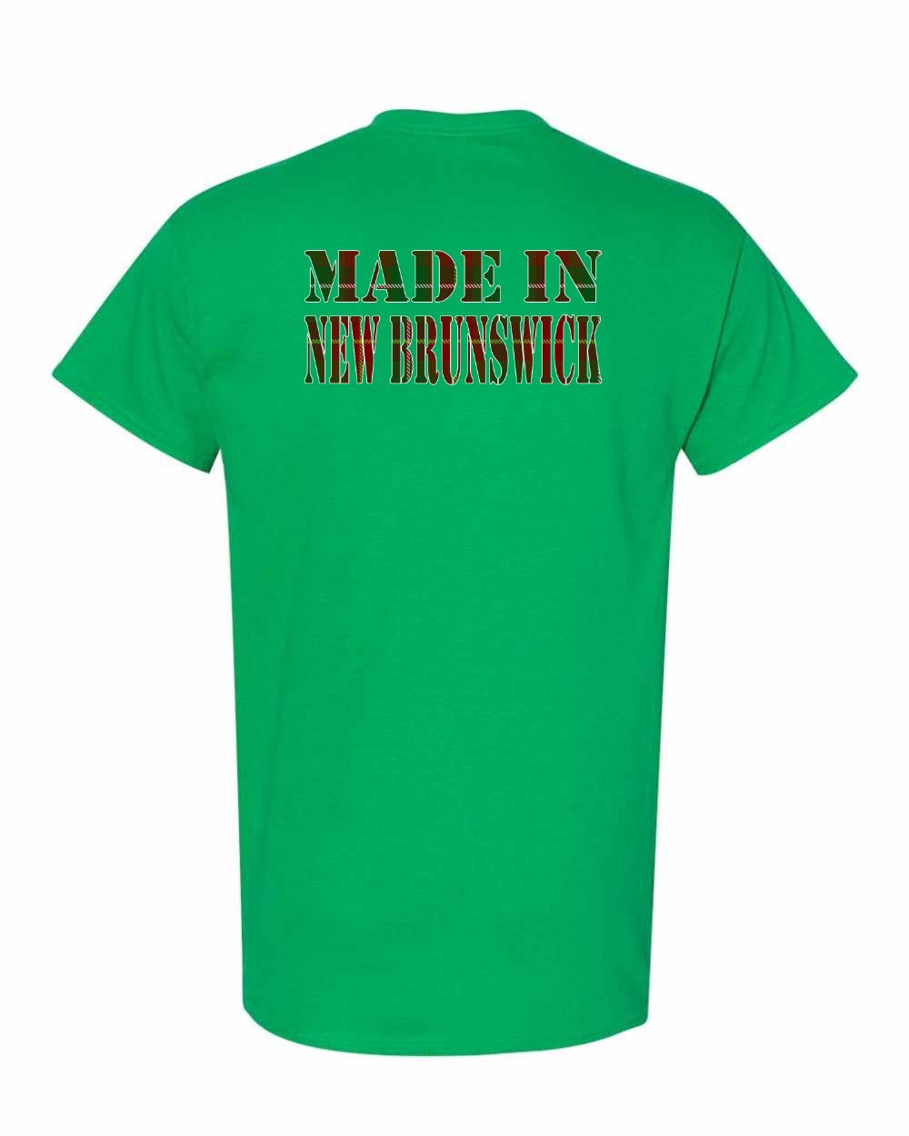 Made In New Brunswick ( Tartan Lettering) Left Chest and Back Men's Tee