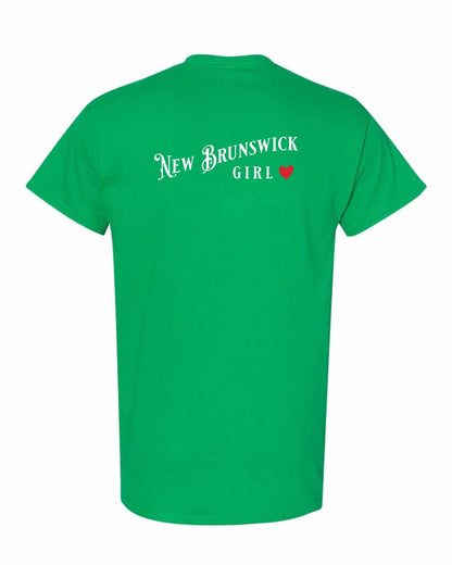 New Brunswick Girl Red Heart Left Chest and Back Men's Tee