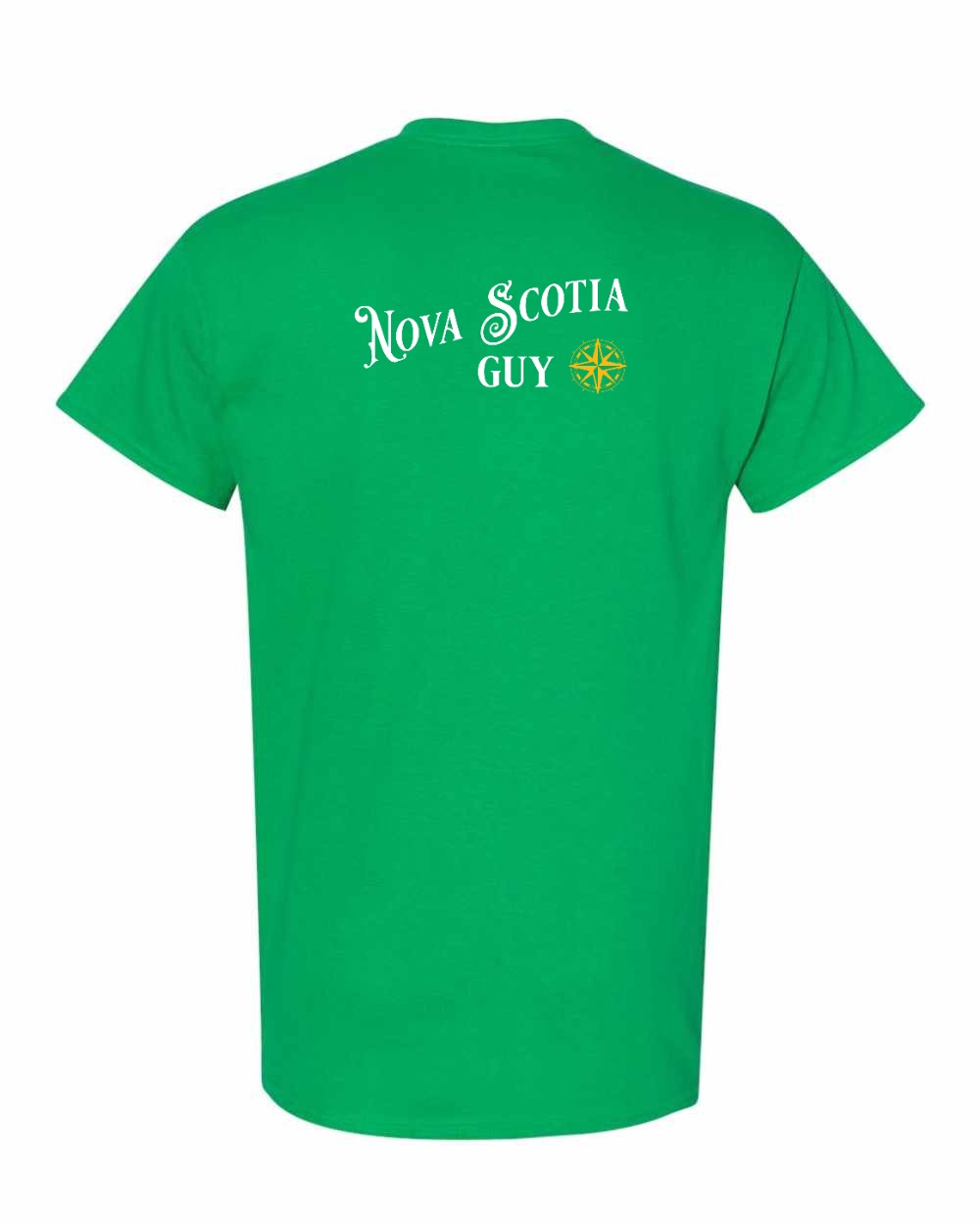 Nova Scotia Guy yellow Left Chest and Back mens-tee