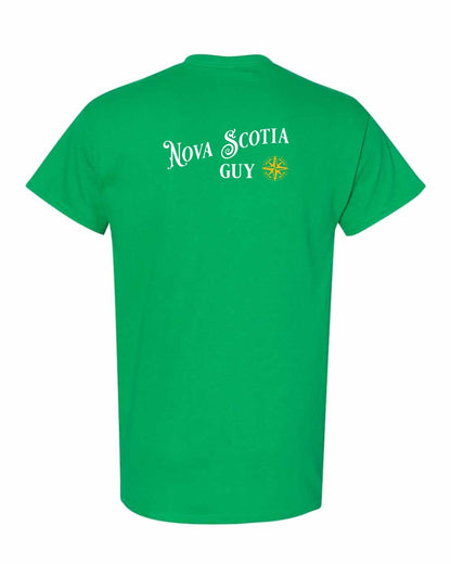 Nova Scotia Guy yellow Left Chest and Back mens-tee